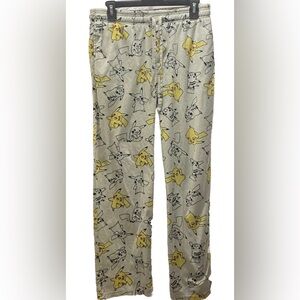 Pokemon Pikachu Logo Unisex Pajama Bottom Lounge Pants Size Small Elastic Waist